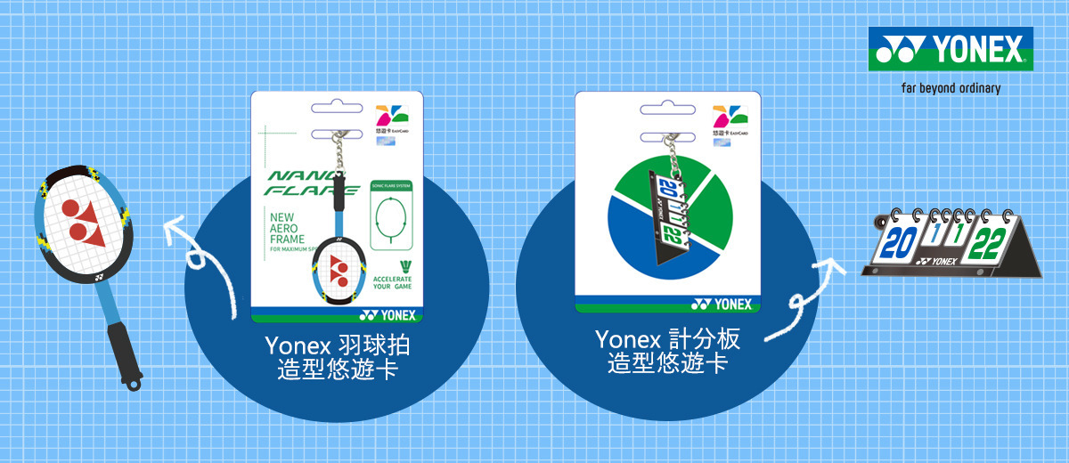 YONEX官方商城：羽球人注意！全台首發Yonex羽球拍、計分板造型悠遊卡